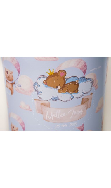 Trusou de botez pentru baieti cu ursuleti si baloane de aer cald, Puf Teddy Bear 19
